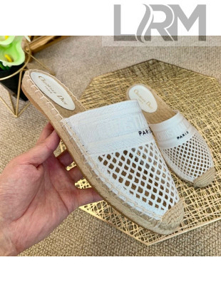 Dior Granville Espadrille Mules in White Mesh Embroidery 2020