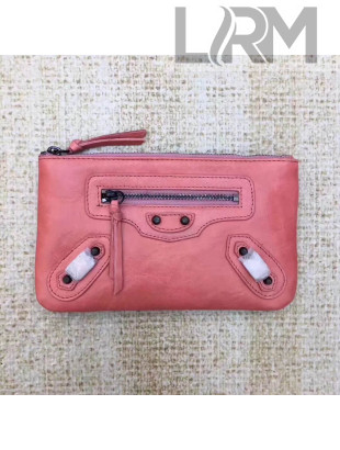 Balen...ga Calfskin Clasic City Small Pouch Pink