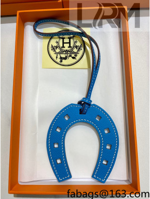 Hermes Paddock Calfskin Horseshoe Bag Charm Blue 2021 08