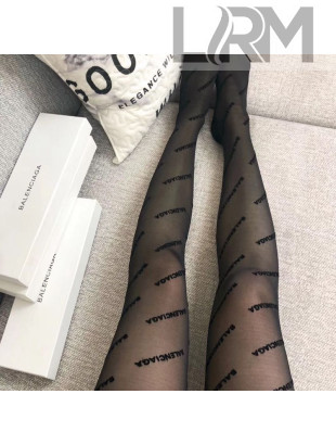 Balenciaga Flocked Logo Tights Black 01 2019