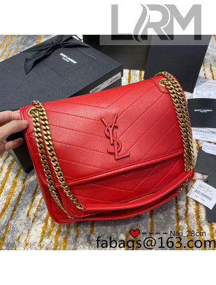 Saint Laurent Medium Niki Chain Bag in Lambskin 498894 Red 2021