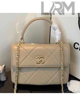 Chanel Maxi Quilted Lambskin Small Flap Bag with Top Handle Bag A92236 Gray 2019