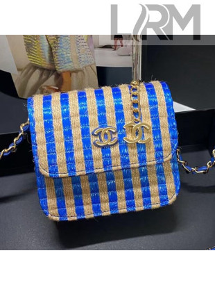 Chanel Raffia Belt Bag AP2005 Blue 2021