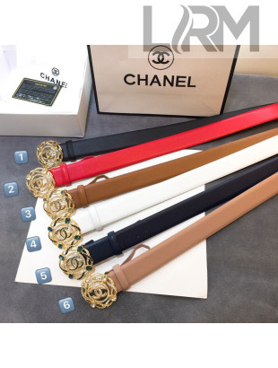 Chanel Smooth Calfskin Belt 30mm with Crystal Bloom Buckle 2019