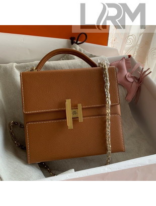 Hermes Cinhetic Box Bag in Epsom Leather Brown/Gold 2021