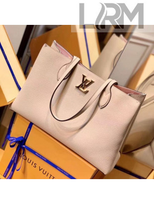 Louis Vuitton Lockme Shopper Tote Bag in Grained Leather M57346 Beige 2021