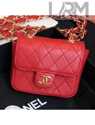 Chanel Quilting Lambskin Super Mini Waist Bag Red 2019