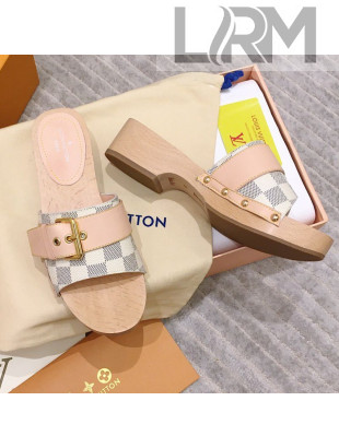 Louis Vuitton Cottage Damier Azur Canvas Wood Sandals White 2021