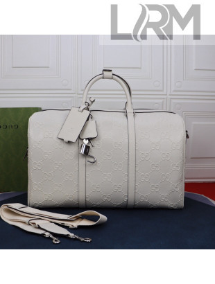 Gucci GG Embossed Duffle Travel Bag ‎625768 White 2021