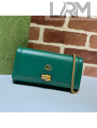 Gucci Diana Bamboo Chain Wallet 658243 Green 2021