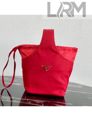 Prada Nylon Drawing Bucket Bag Red 2019