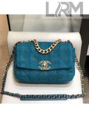 Chanel 19 Tweed Small Flap Bag AS1160 Dark Blue 2019