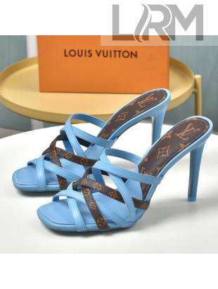 Louis Vuitton Revival Strap Heel Slide Sandals 10cm Blue 2021