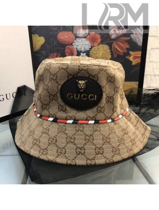 Gucci GG Canvas Web Striped Bucket Bag Beige 2019