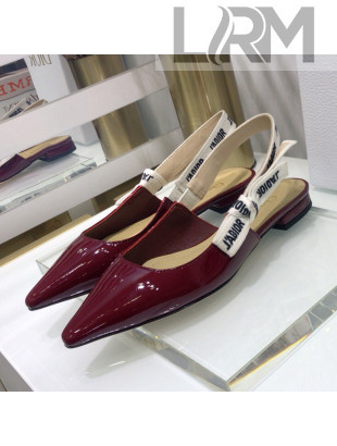 Dior J'Adior Slingback Ballerinas Flats in Patent Calfskin Burgundy 2021