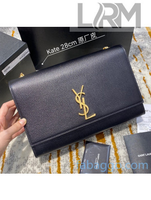 Saint Laurent Large Kate Bag in Grain Calfskin 446752Q Black/Gold (Top Quality)