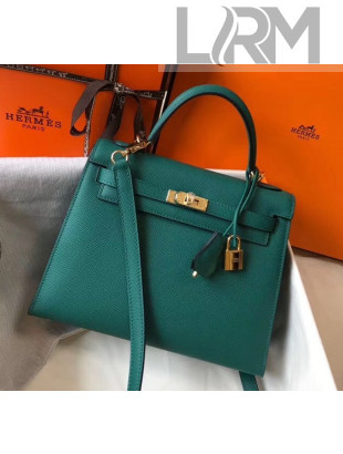 Hermes Kelly 25cm Top Handle Bag in Epsom Leather Dark Green 2020