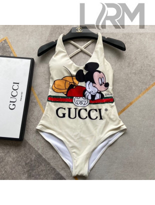 Gucci x Mickey Mouse One-Piece Swimwear White 2021