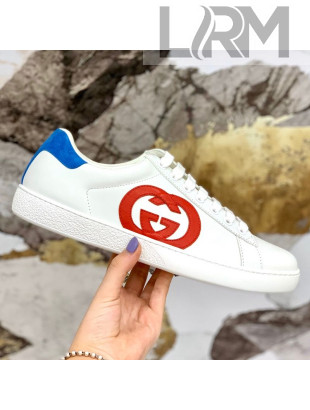 Gucci Leather Ace Sneakers ‎‎with Interlocking G White/Blue 2020 (For Women and Men)