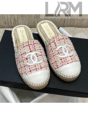 Chanel Tweed Espadrilles Mules G37482 Pink 2021