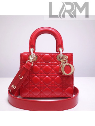 Dior Lady Dior Bag 20cm in Cannage Lambskin Red 2019