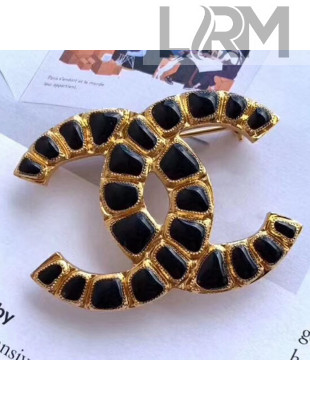 Chanel Black Resin Stones CC Brooch AB1804 2019