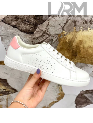 Gucci Leather Ace Sneakers ‎‎with Interlocking G White/Pink 2020 (For Women and Men)