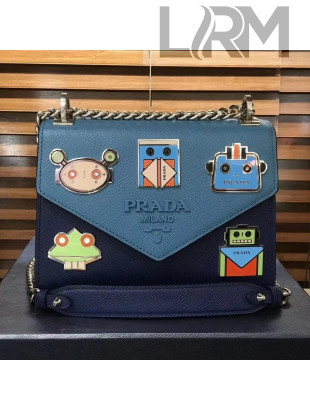 Prada Monochrome Logo Shoulder Bag 1BD127 Blue/Navy Blue 2018