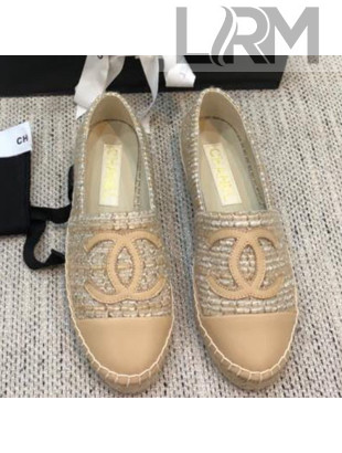 Chanel Tweed Flat Espadrilles G29762 Beige 2021