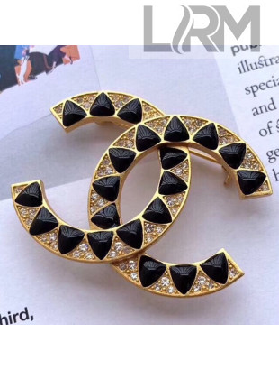 Chanel Black Triangle Resin Stones CC Brooch AB1804 2019