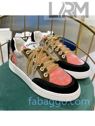 Chanel Velvet Sneakers G36295 Gray/Pink/Khaki 2020