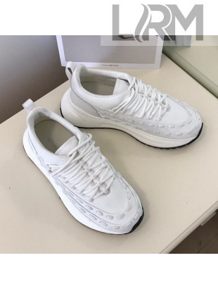 Bottega Veneta Silky Calfskin Braided Sneakers White 2019 