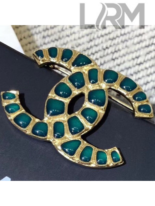 Chanel Green Resin Stones CC Brooch AB1804 2019