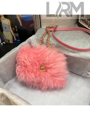 Chanel Shearling Mini Flap Bag AS2885 Light Pink 2021