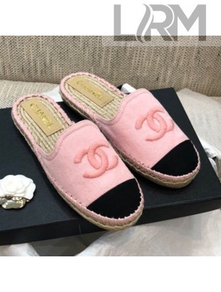 Chanel Denim Espadrilles Mules G37482 Pink 2021