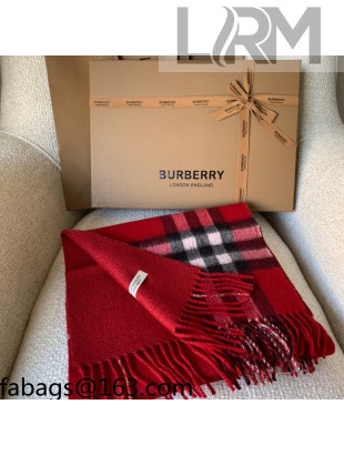 Burberry Check Cashmere Scarf 30x168cm Red 2021 110338