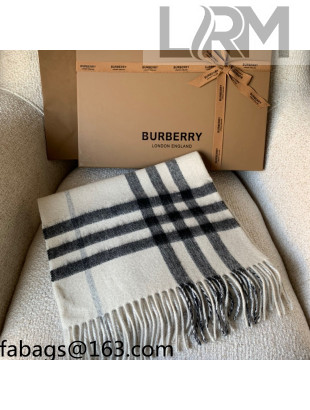 Burberry Check Cashmere Scarf 30x168cm White 2021 110339