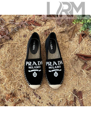 Prada Logo Canvas Espadrilles Black 2022 54