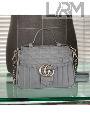 Gucci GG Marmont Geometric Leather Mini Top Handle Bag 583571 Dark Grey 2021