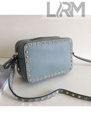 Valentino Rockstud Rolling Camera Shoulder Bag Light Blue 2019