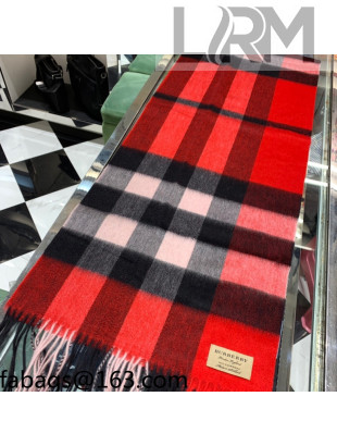 Burberry Check Cashmere Scarf 37x200cm Red 2021 110341