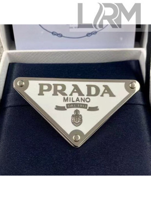 Prada Logo Hair Slide White 2021