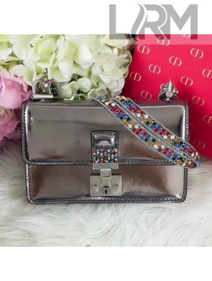 Dior Dioraddict Flap Bag in Metallic Calfskin With Jewelry Belt Strap Grey 2018