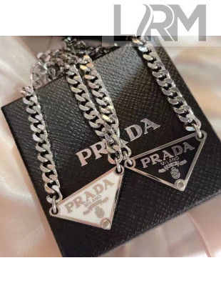 Prada Logo Necklace White/Black 2021