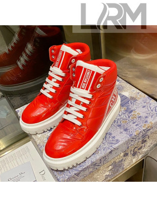 Dior D-Player Boot Sneakers in Red Quilted Nylon 2021