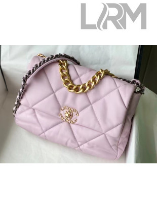 Chanel 19 Goatskin Large Flap Bag AS1161 Pale Pink 2021 TOP