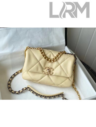 Chanel 19 Goatskin Small Flap Bag AS1160 Light Yellow 2021 TOP