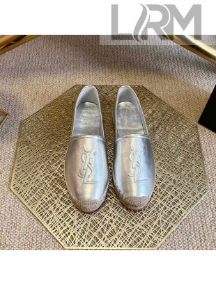 Saint Laurent Metallic Leather YSL Espadrilles Silver 2022 