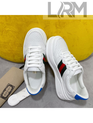 Gucci Chunky B Leather Sneaker with Web White 2021