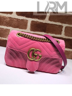 Gucci Velvet GG Marmont Mini Bag 446744 Light Pink 2021